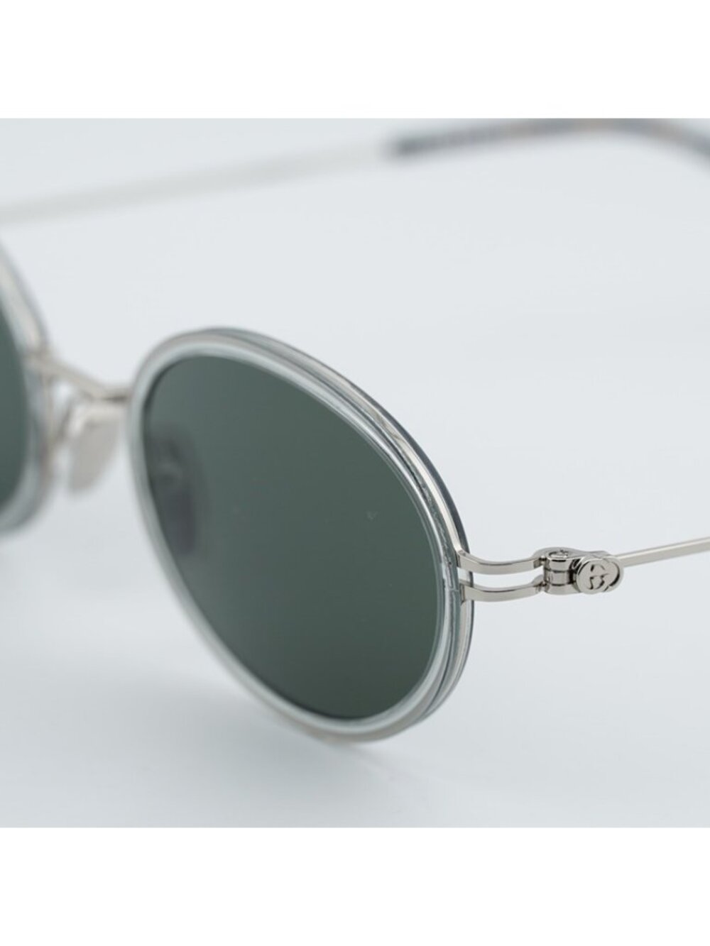 Gucci GG1980S 005 Sunglasses Transparent Cloudy Grey/Silver Oval Frame - Picture 10 of 12